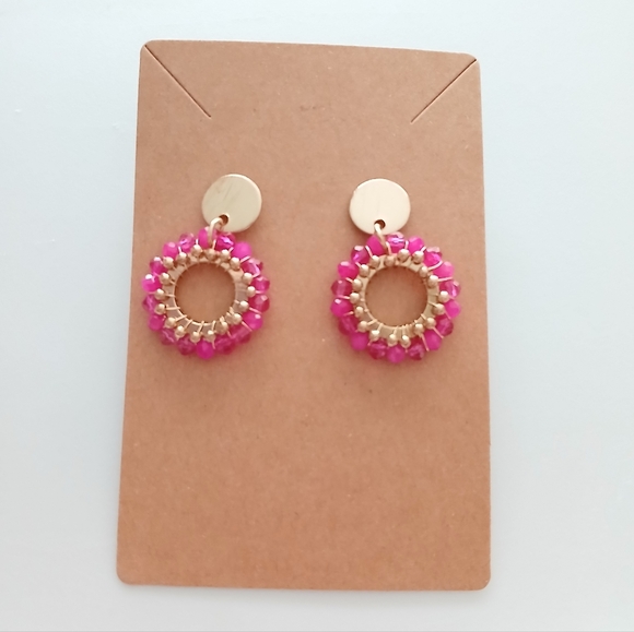 Fashion Jewelry Jewelry - Fashion Jewelry Pink and Gold Circle Earrings